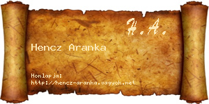 Hencz Aranka névjegykártya